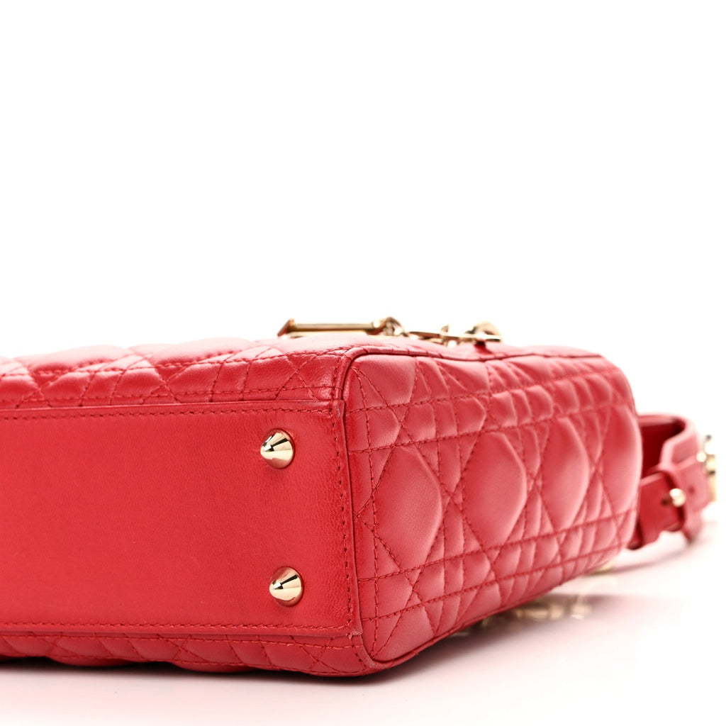 Lambskin Cannage Small Lucky Badges My Lady Dior Red