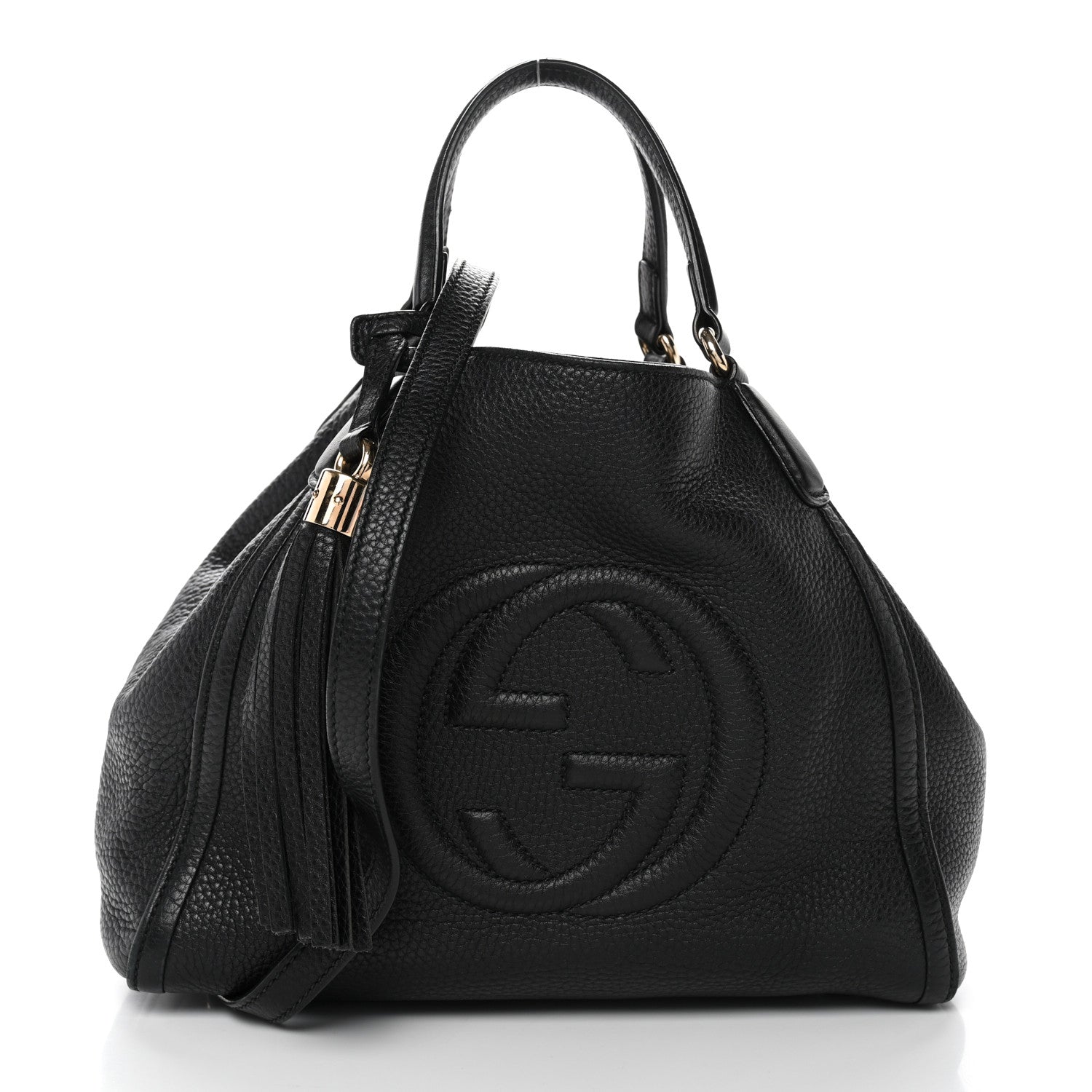 Pebbled Calfskin Small Soho Shoulder Bag Black