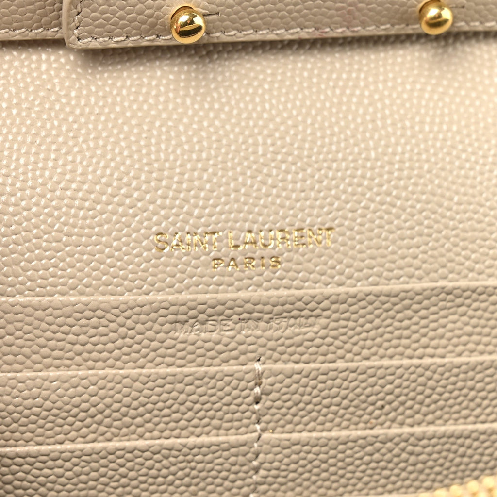 Grain De Poudre Matelasse Chevron Monogram Chain Wallet Dark Beige
