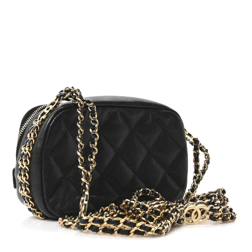 Caviar Quilted Mini CC You Camera Case Black
