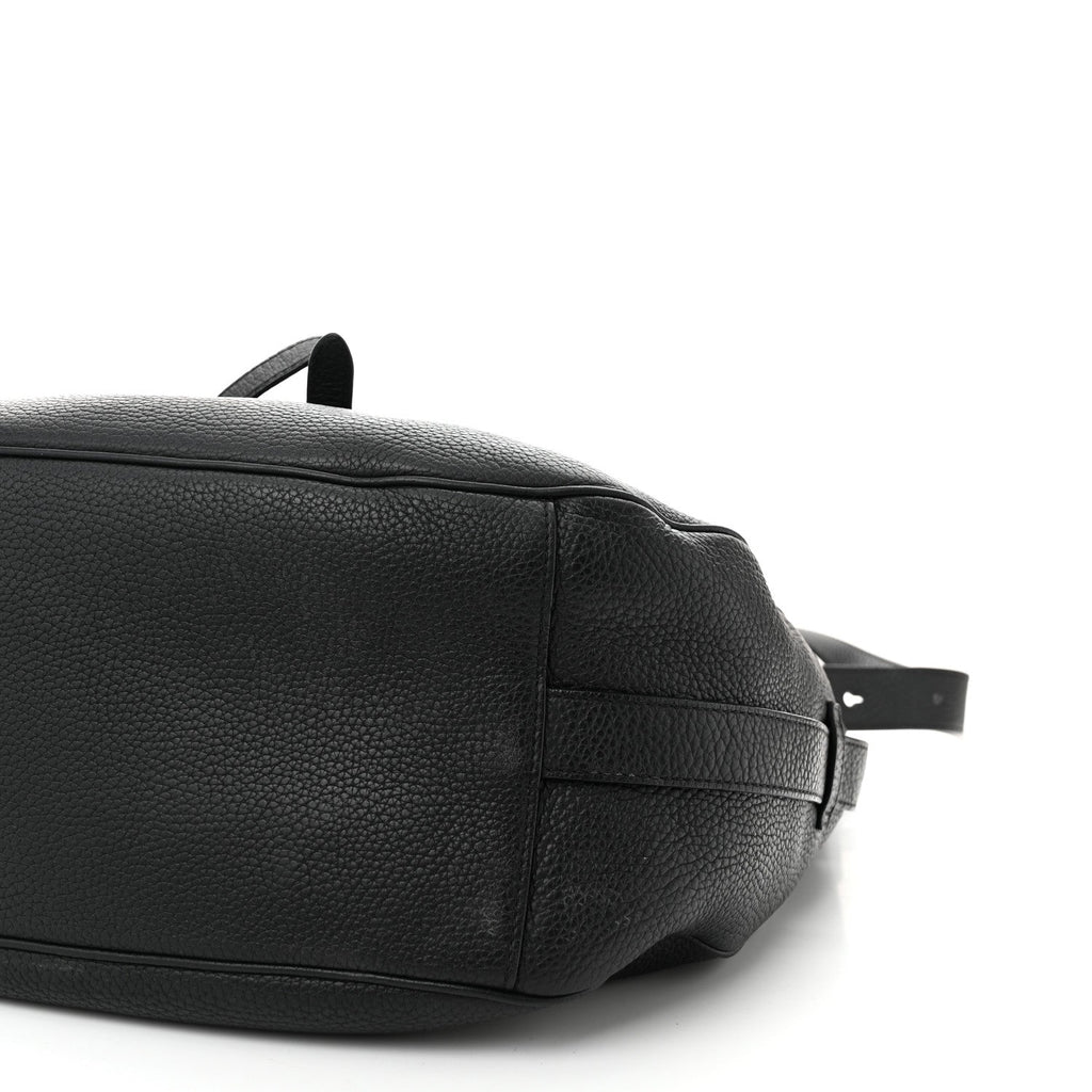 Grained Calfskin Saddle Soft Bag Black