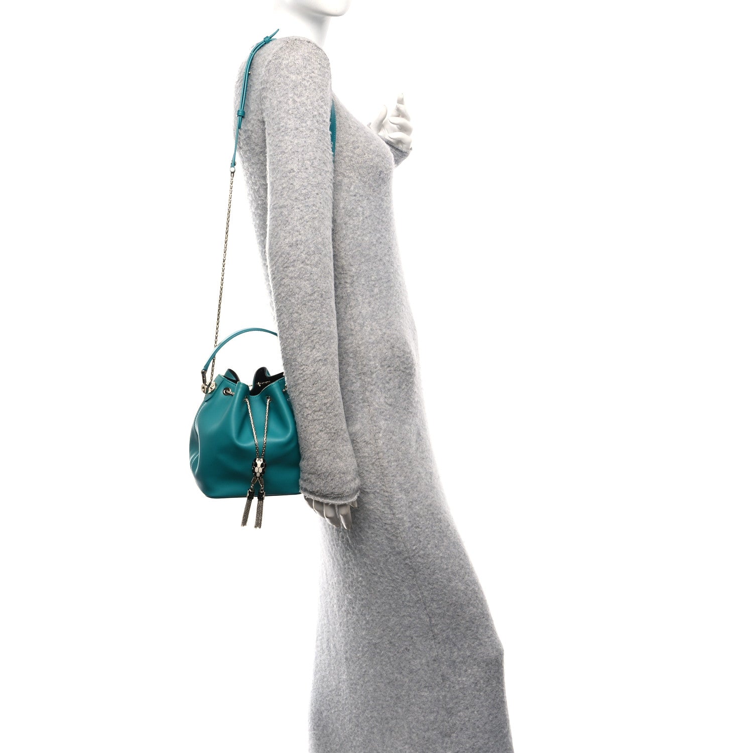 Calfskin Serpenti Forever Bucket Bag Tropical Turquoise