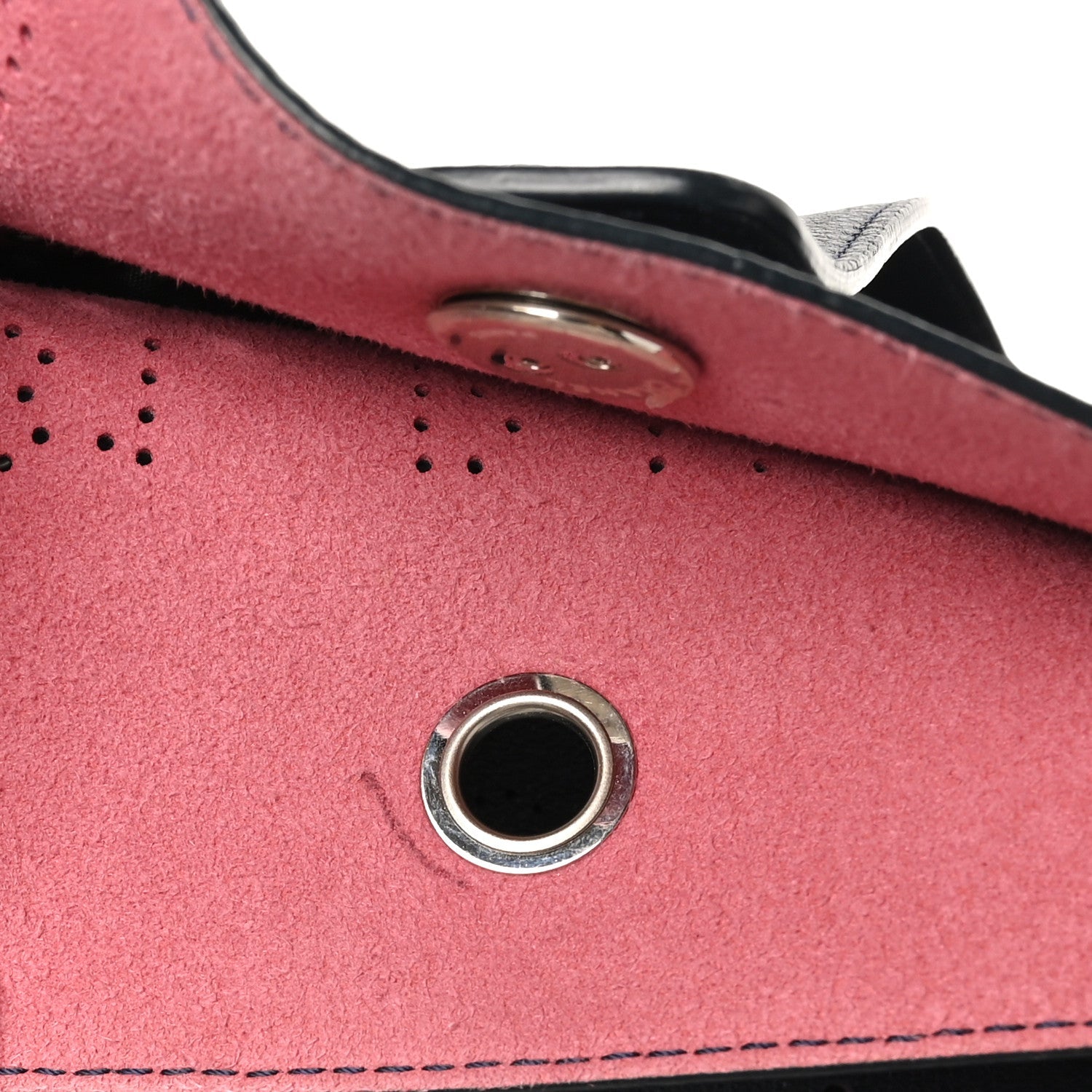 Calfskin Tweed Small Logo Eyelets Shopping Tote Navy Blue