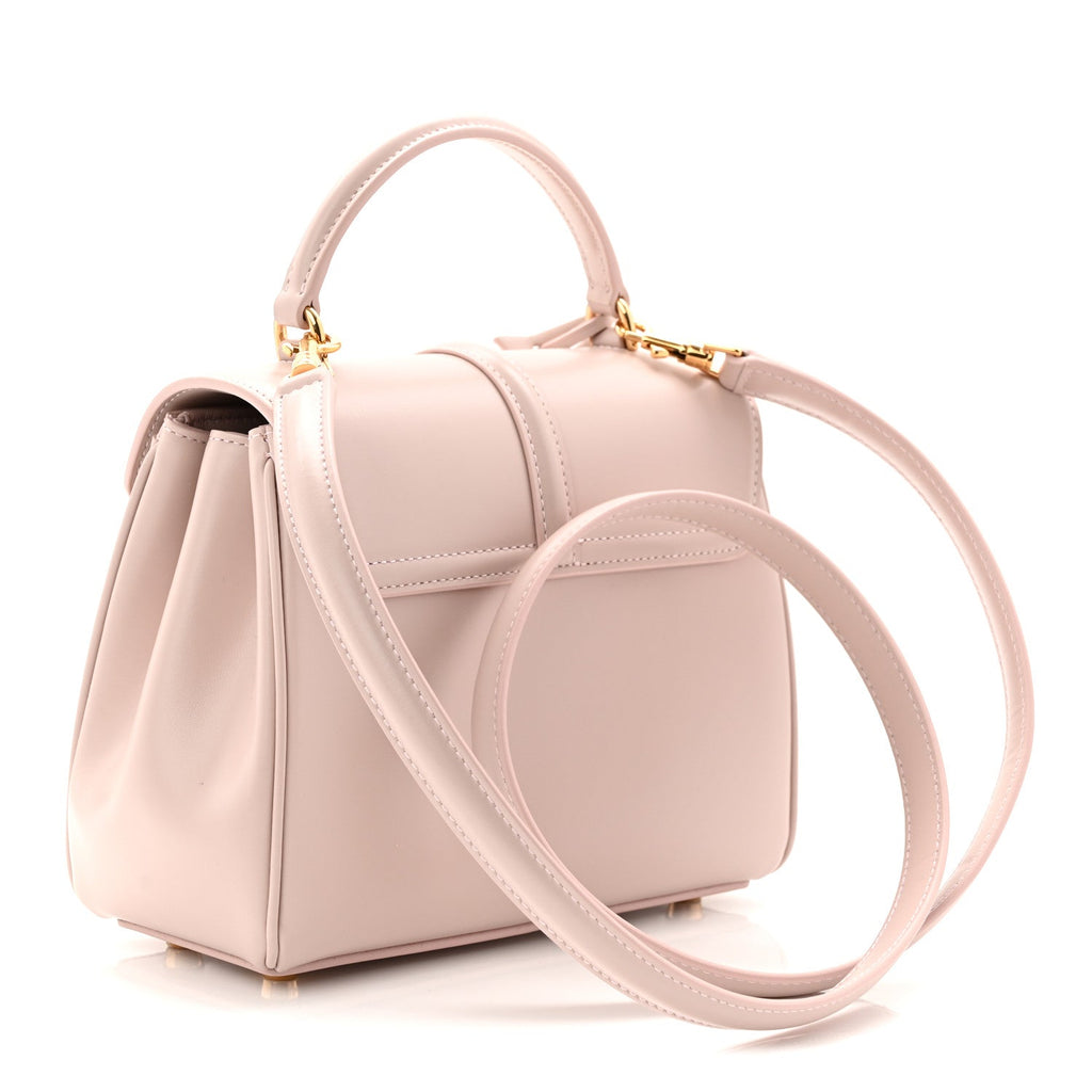 Satinated Calfskin Mini 16 Top Handle Bag Bleached Pink