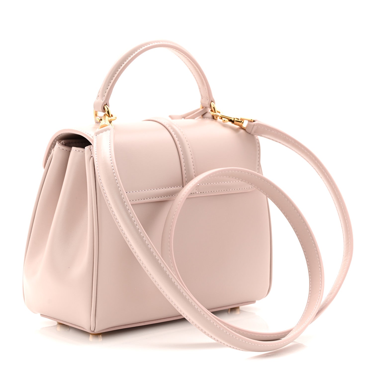 Satinated Calfskin Mini 16 Top Handle Bag Bleached Pink