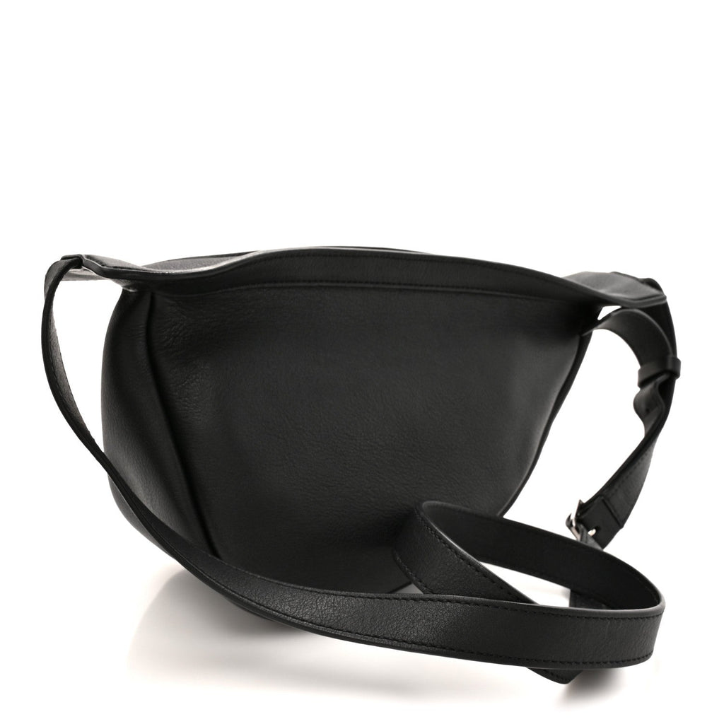Grained Calfskin Small Slouchy Banana Bag Black