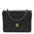 Lambskin Quilted Small Single Flap Bag Black