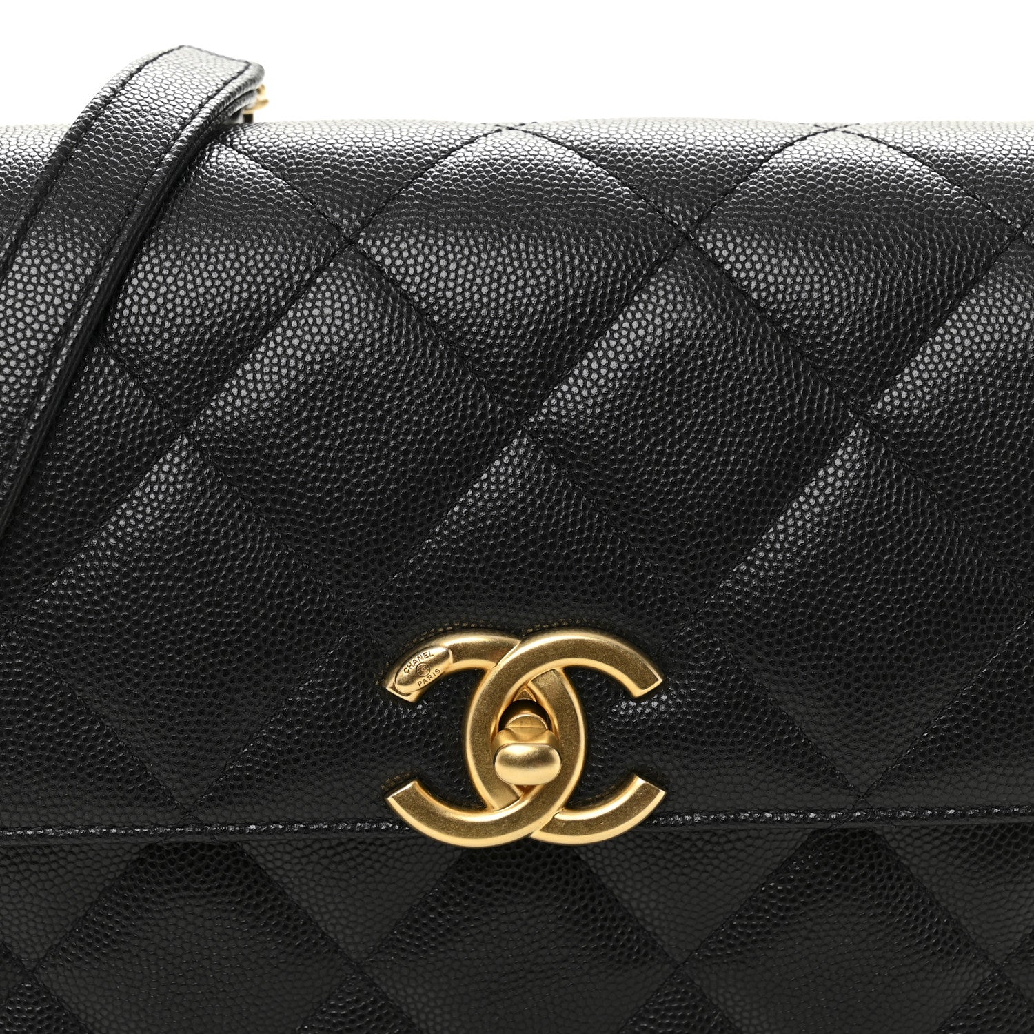 Shiny Caviar Quilted Mini Flap Black