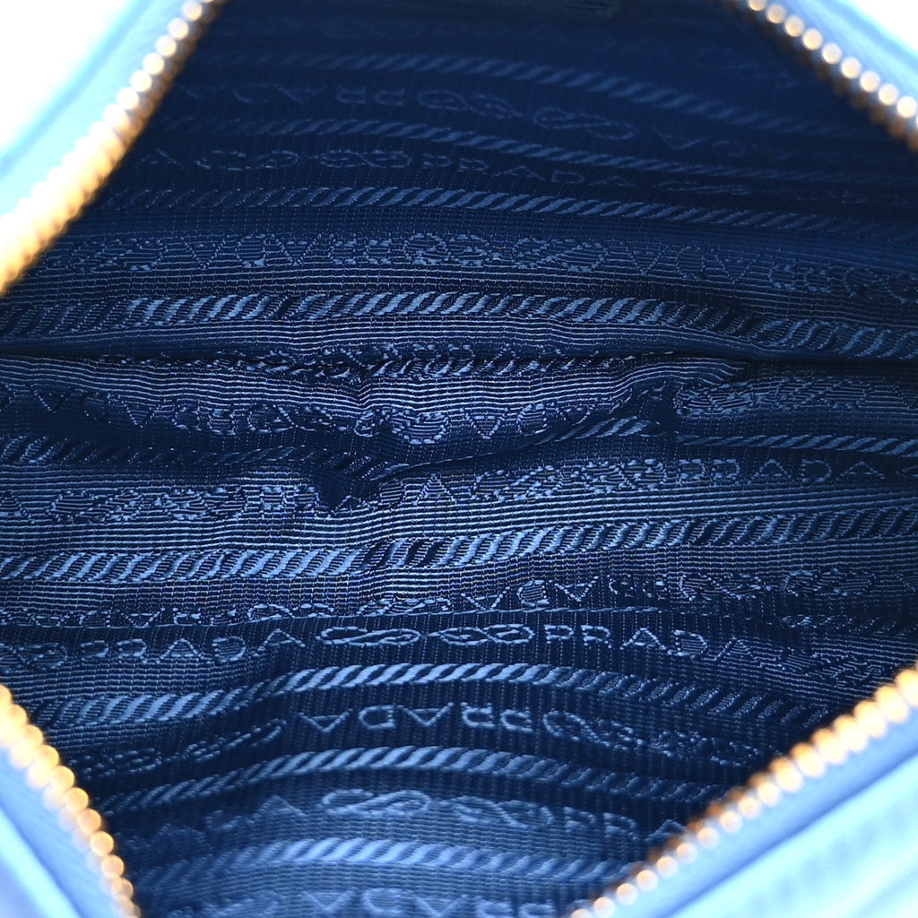 Re-Nylon Saffiano Stitched Mini Re-Edition 1995 Chaine Shoulder Bag Blue