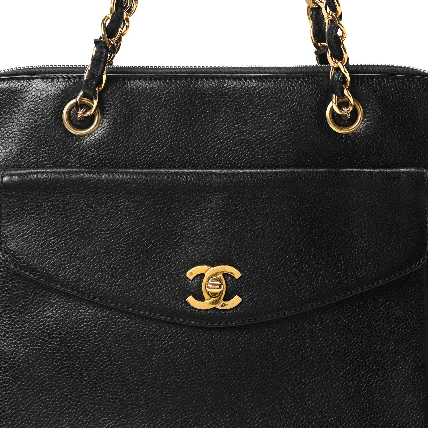 Caviar Flap Shoulder Bag Black