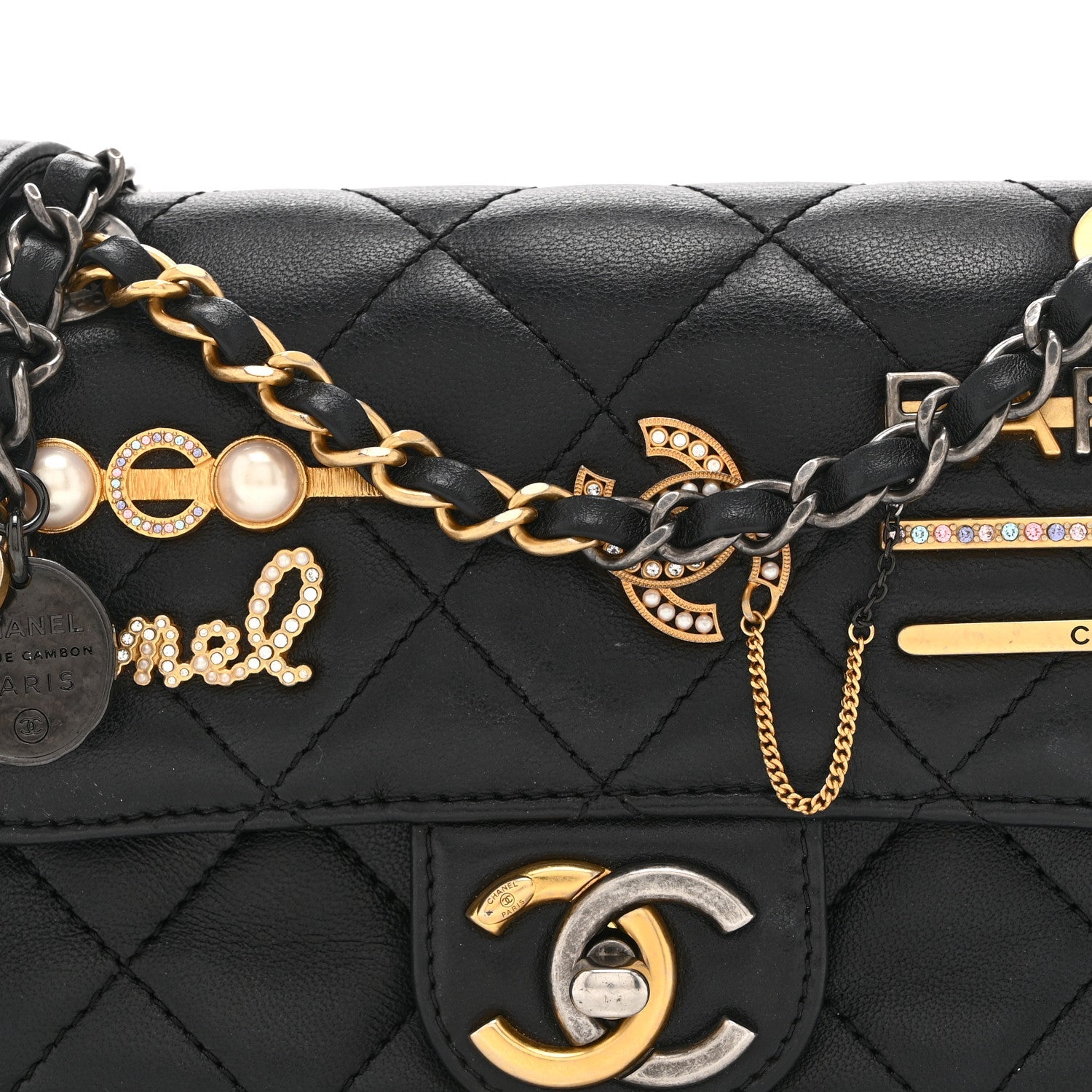Lambskin Quilted Mini Coco Clips Single Flap Black
