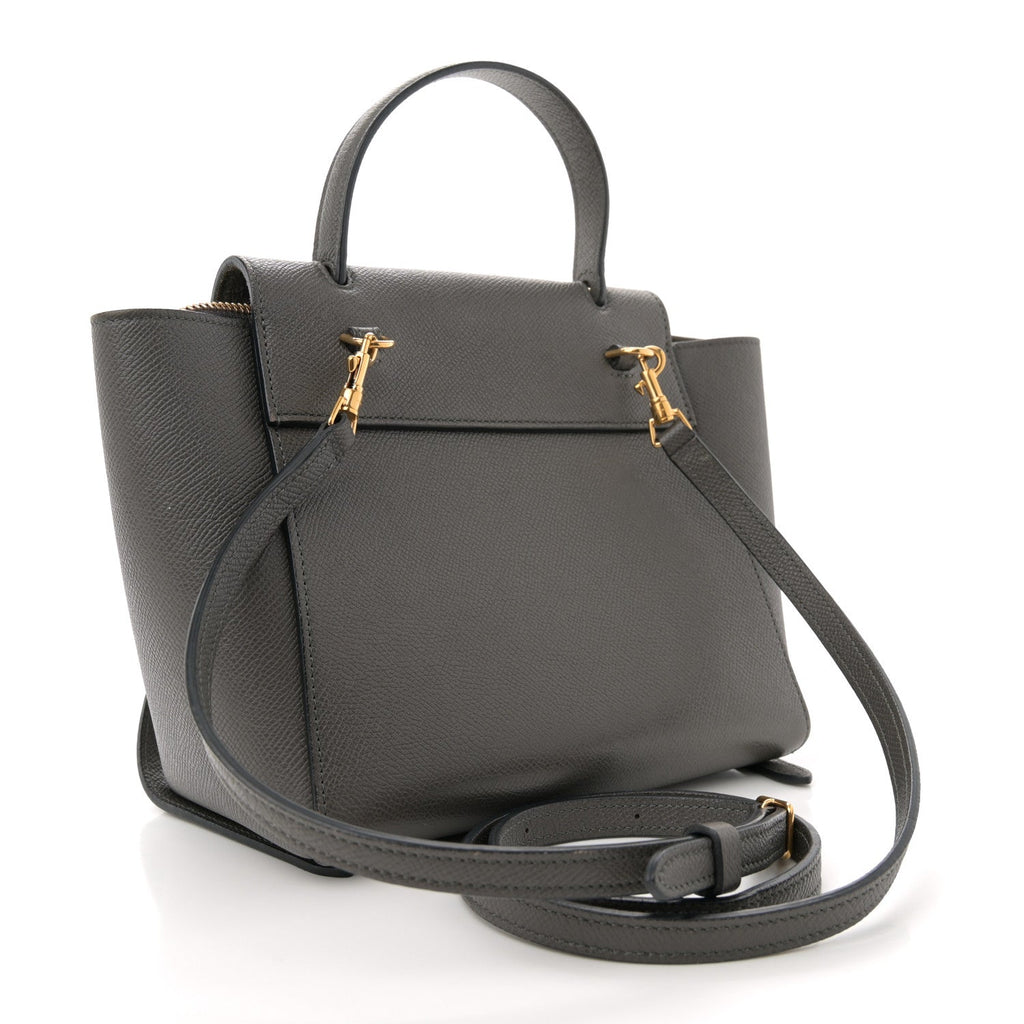 Grained Calfskin Nano Belt Bag Grey