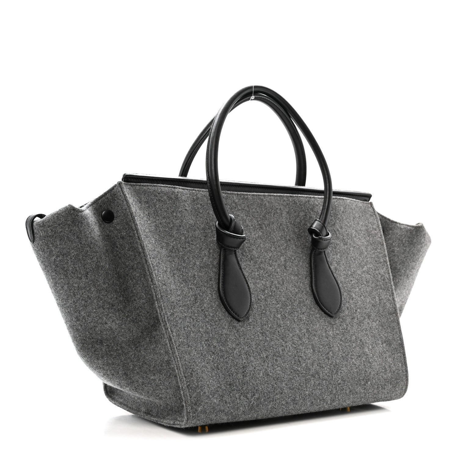 Felt Calfskin Medium Tie Knot Tote Grey Black