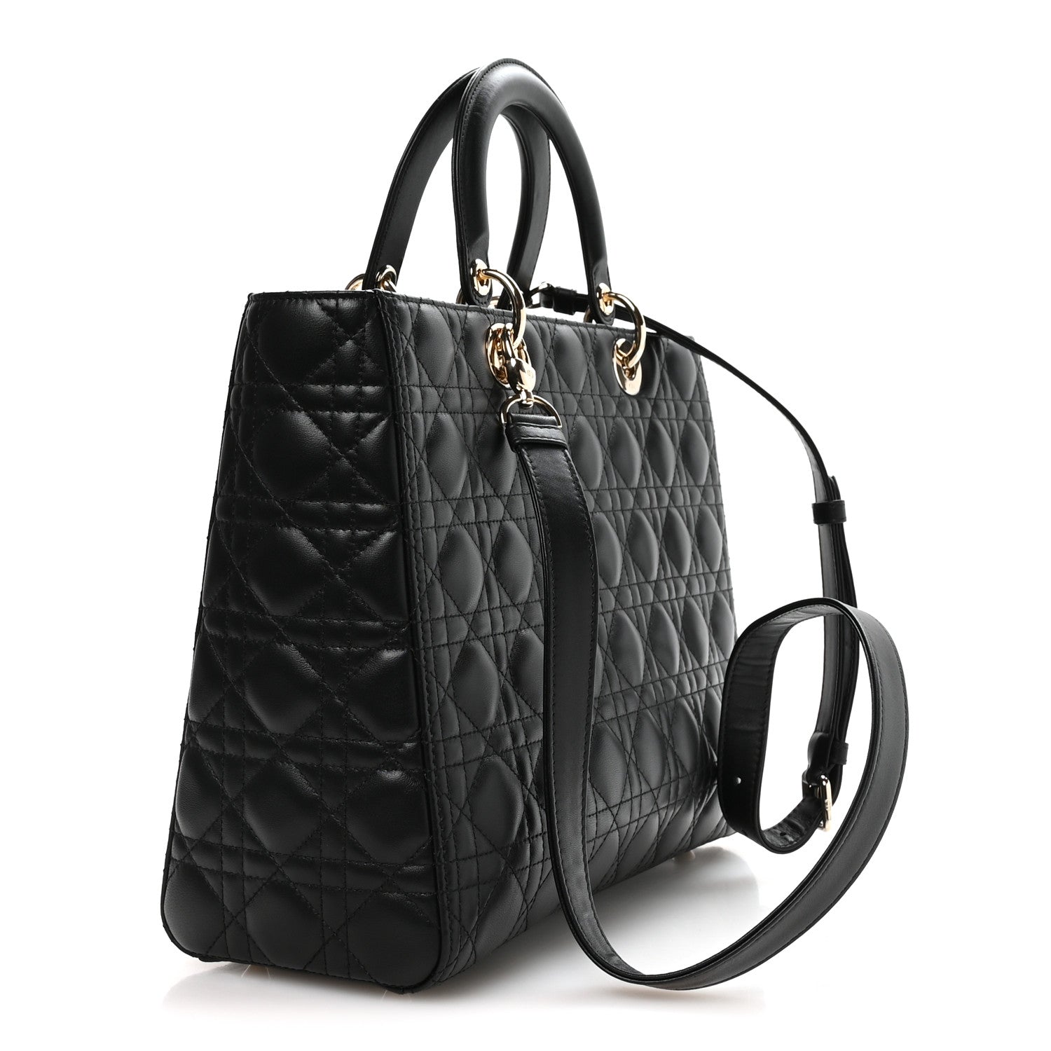Lambskin Cannage Large Lady Dior Black