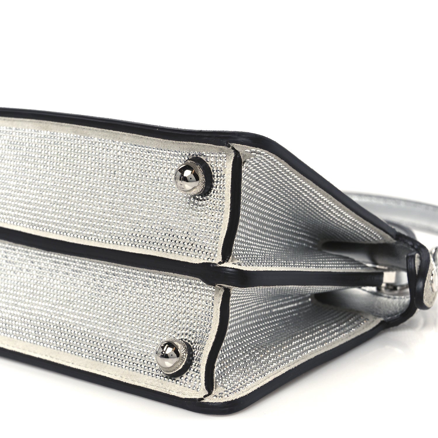 Crystal Vitello Laminato FF Petite Peekaboo I SEE U Satchel Crystal Argento