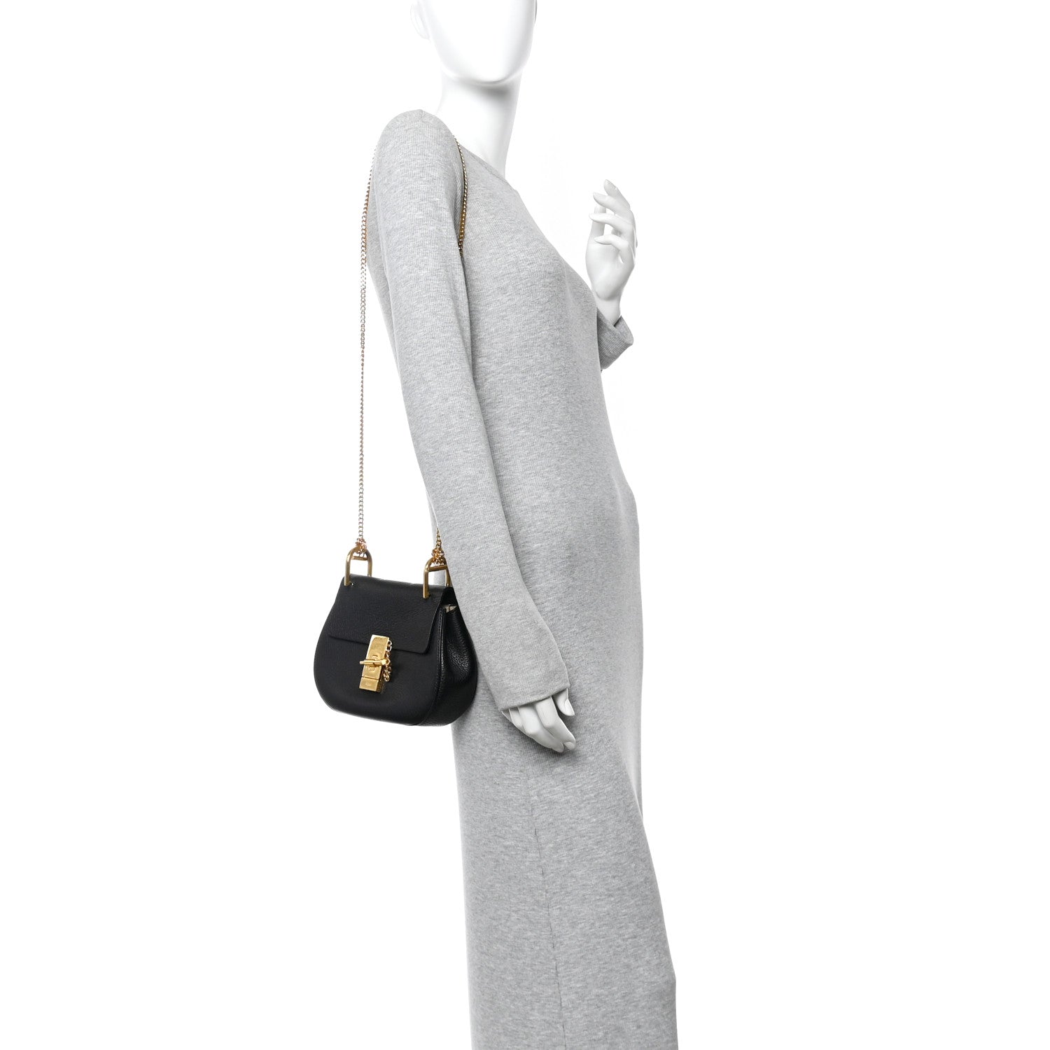 Grained Lambskin Mini Drew Shoulder Bag Black