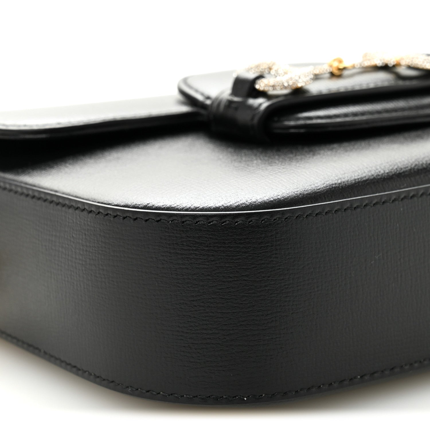 Azalea Calfskin Mini Crystal Horsebit 1955 Shoulder Bag Black