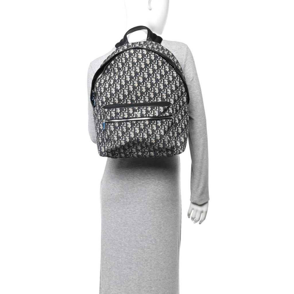 Oblique Calfskin Rider Backpack Beige Black