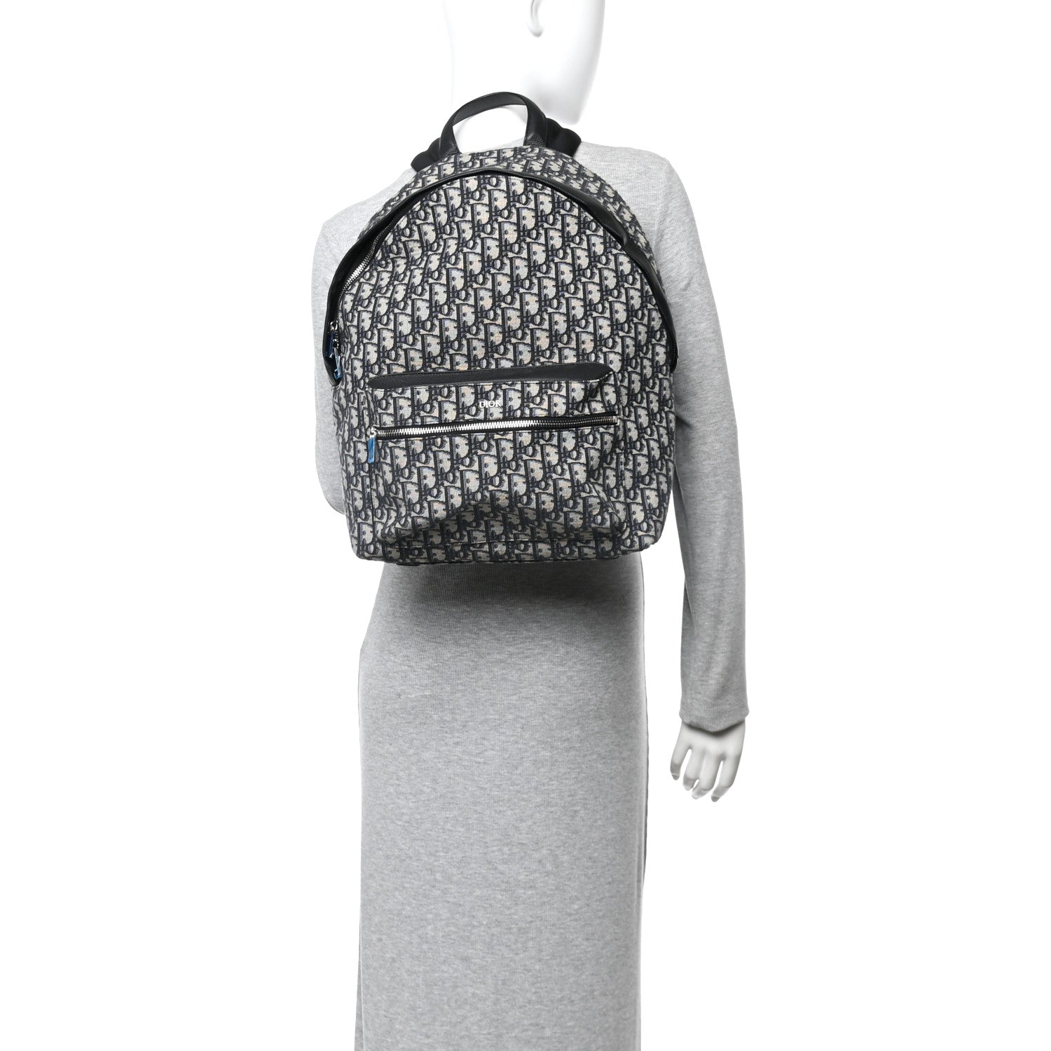 Oblique Calfskin Rider Backpack Beige Black