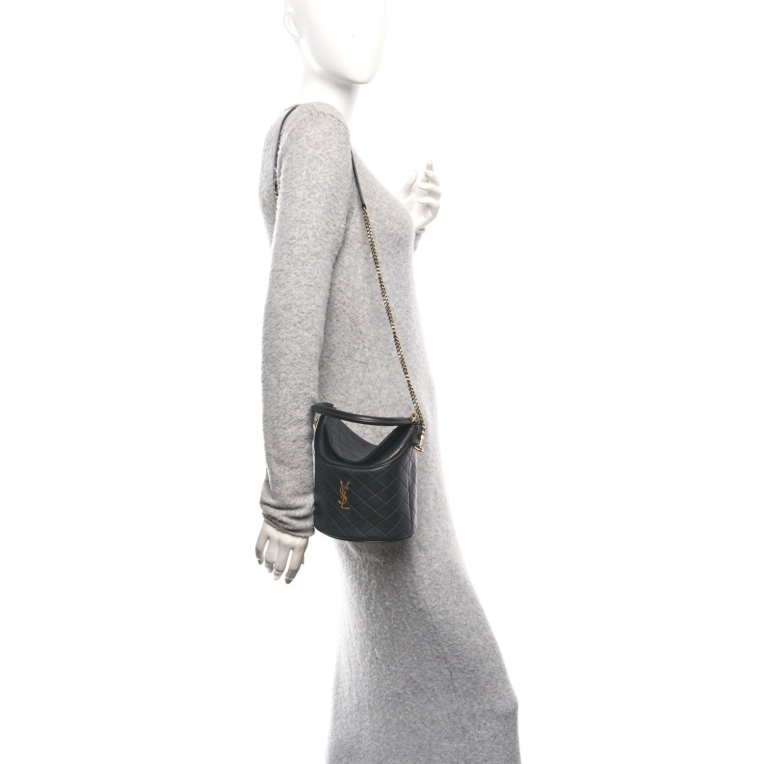 Lambskin Gabby Mini Bucket Bag Black