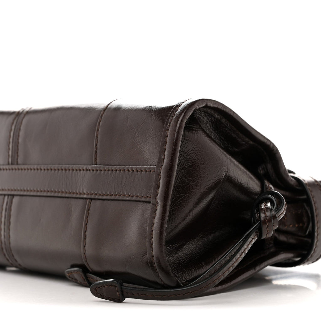 Glossy Calfskin Triangle Mini Bonnie Shoulder Bag Moro