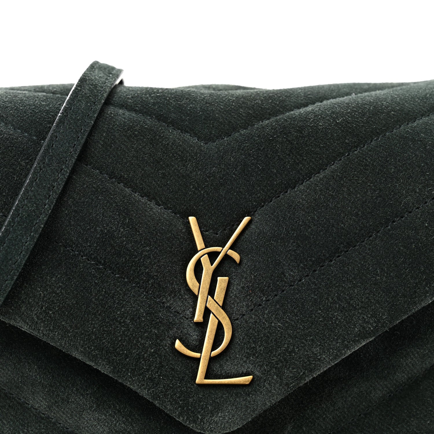 Suede Y Quilted Monogram Toy Loulou Crossbody Bag Dark Forest