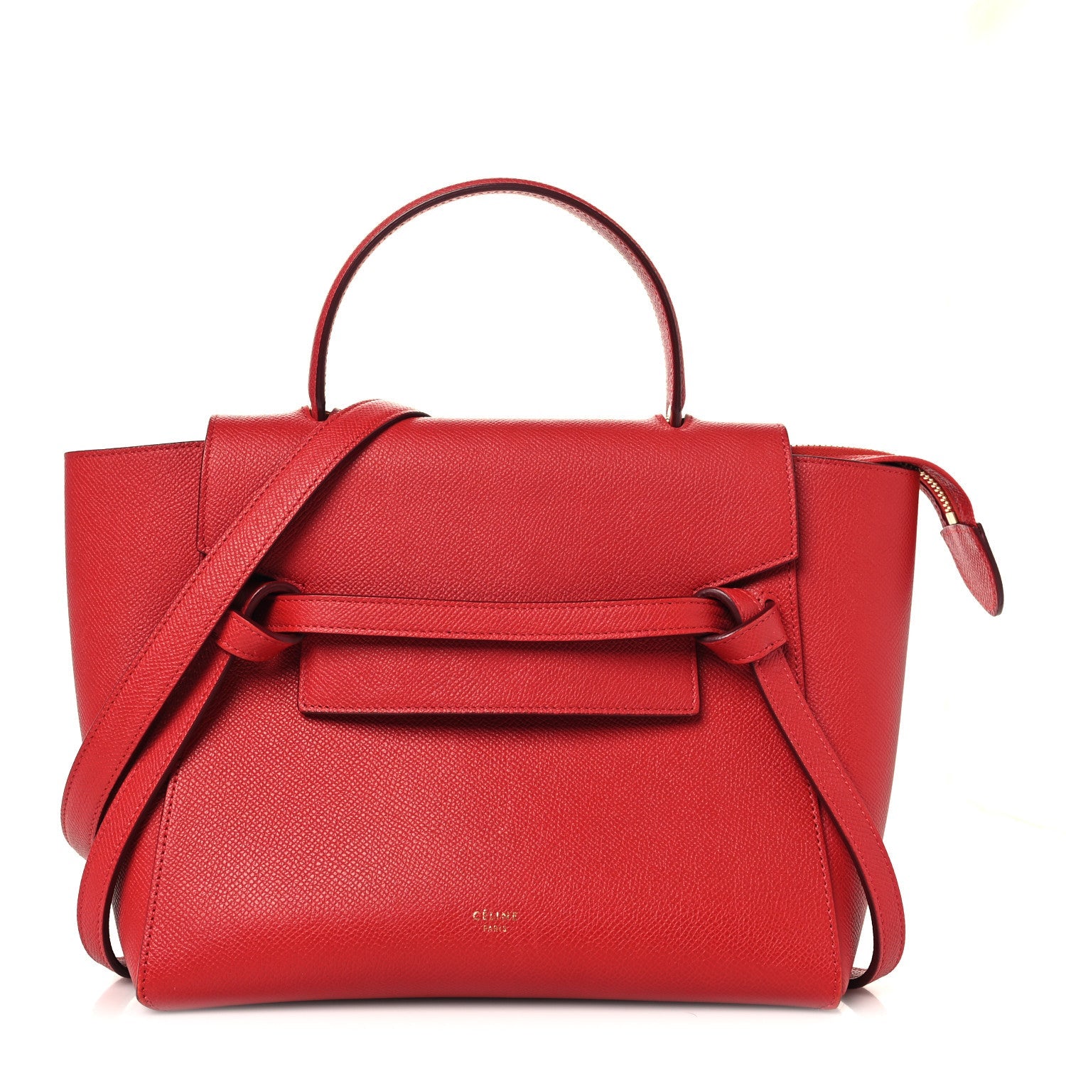 Baby Grained Calfskin Micro Belt Bag Coquelicot