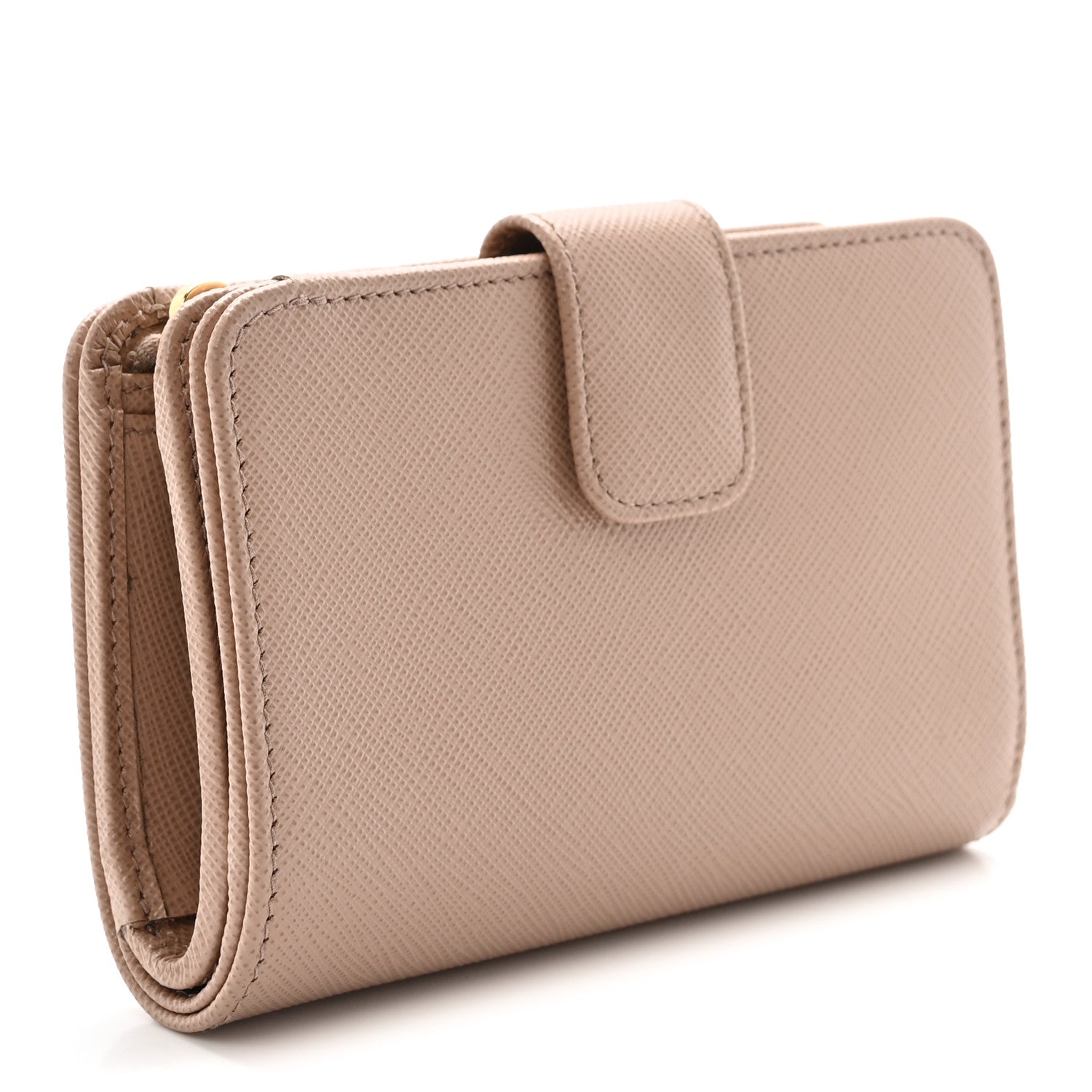 Saffiano Metal Compact Zip Around Wallet Cammeo
