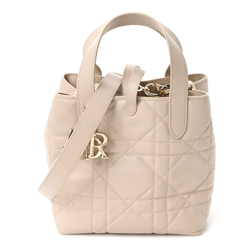 Calfskin Macrocannage Small Toujours Vertical Tote Powder Beige