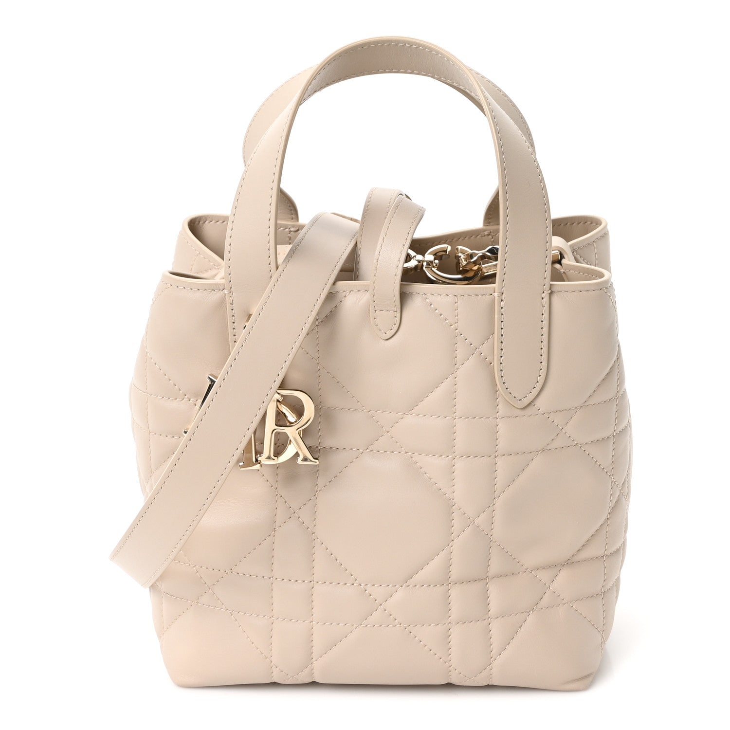 Calfskin Macrocannage Small Toujours Vertical Tote Powder Beige