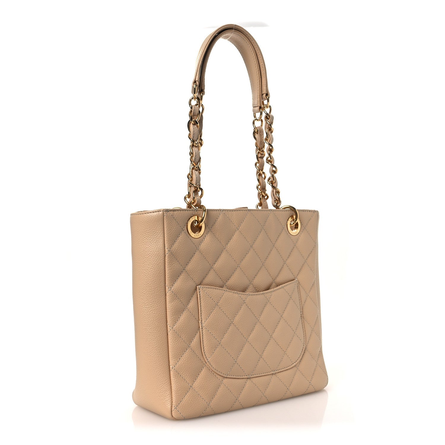 Caviar Quilted Petit Shopping Tote PST Beige Clair