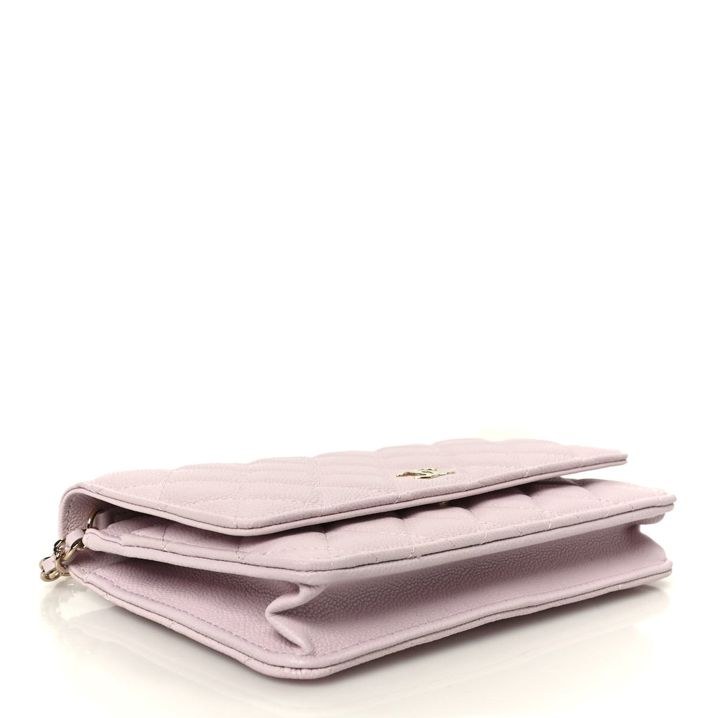 Caviar Quilted Tiny CC Wallet On Chain WOC Light Pink