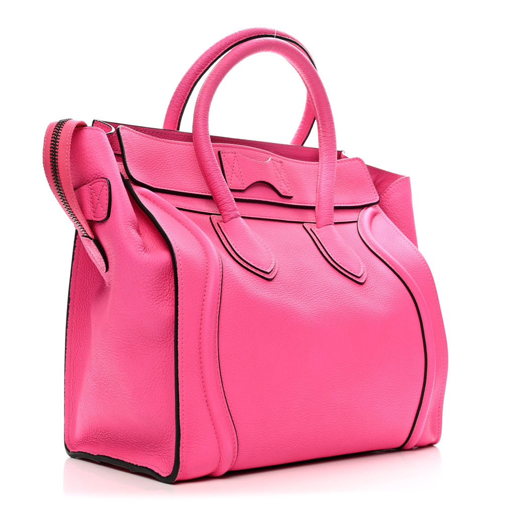 Drummed Calfskin Mini Luggage Fluo Pink