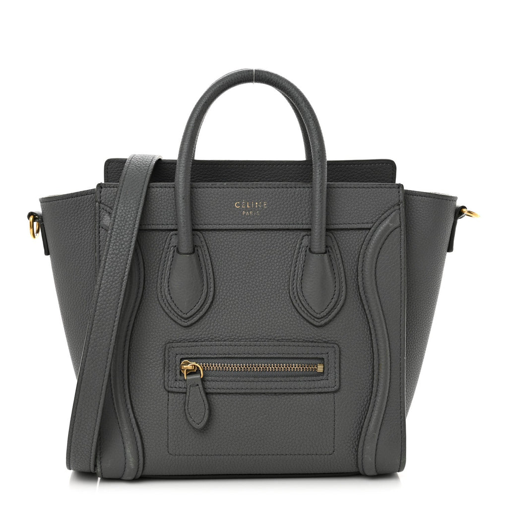 Drummed Calfskin Nano Luggage Kohl