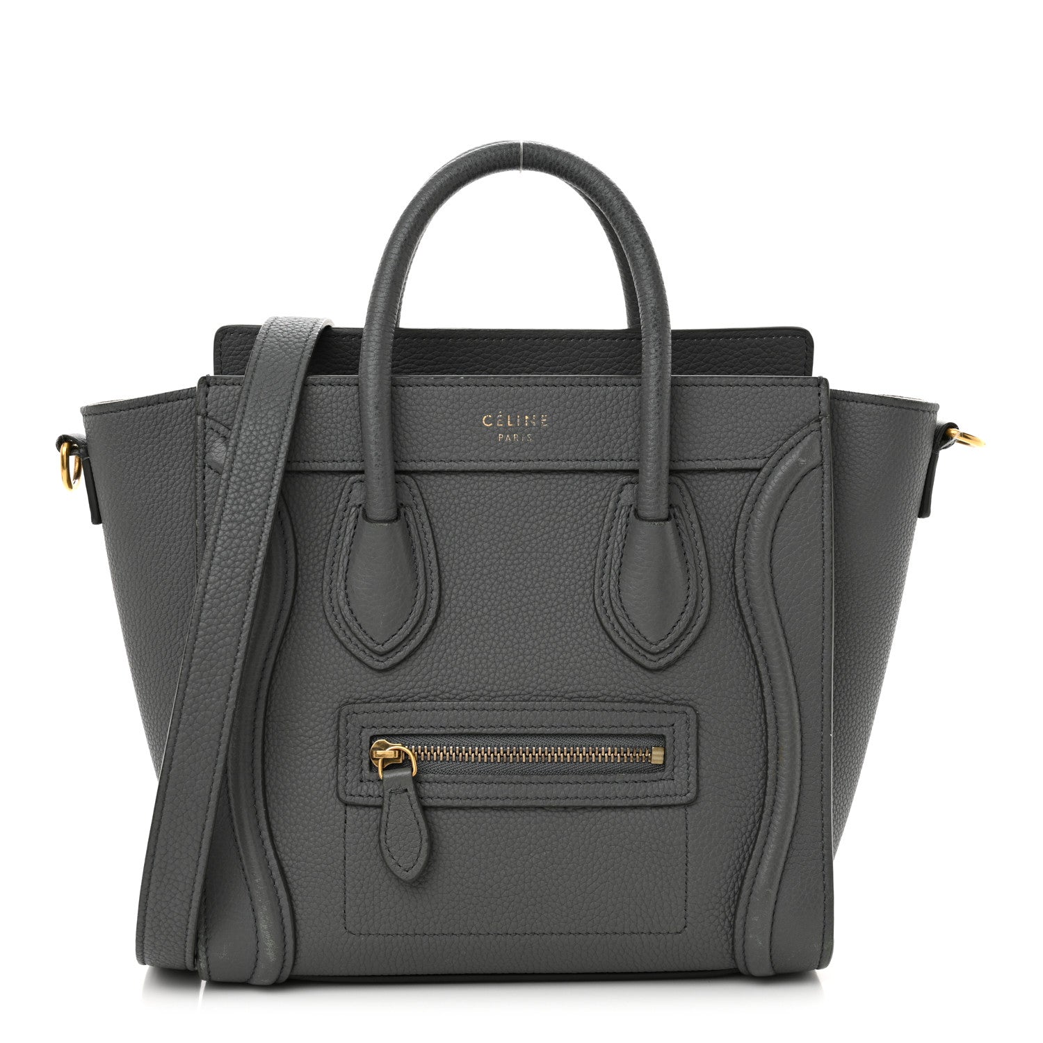 Drummed Calfskin Nano Luggage Kohl