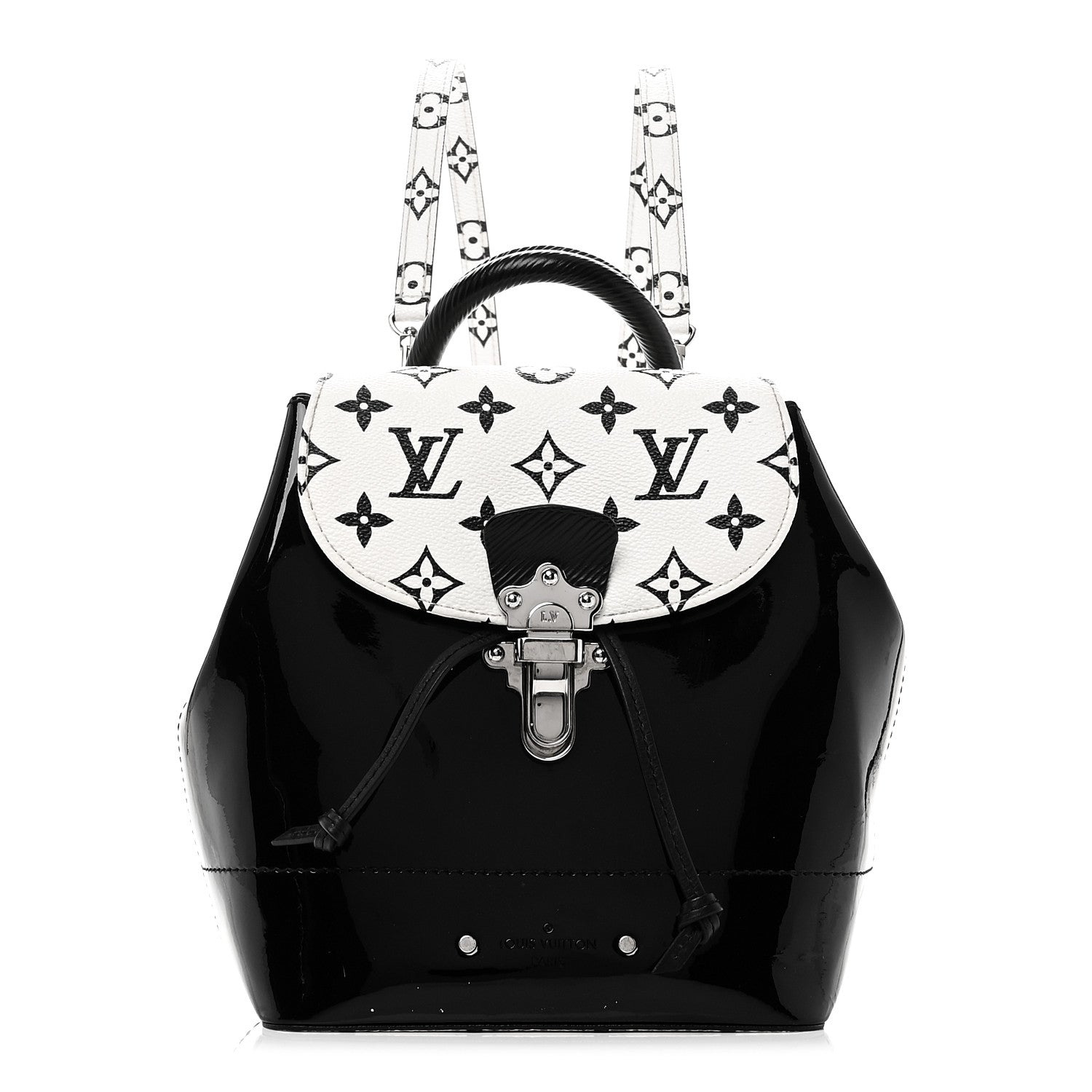 Patent Monogram Hot Springs Backpack Black White