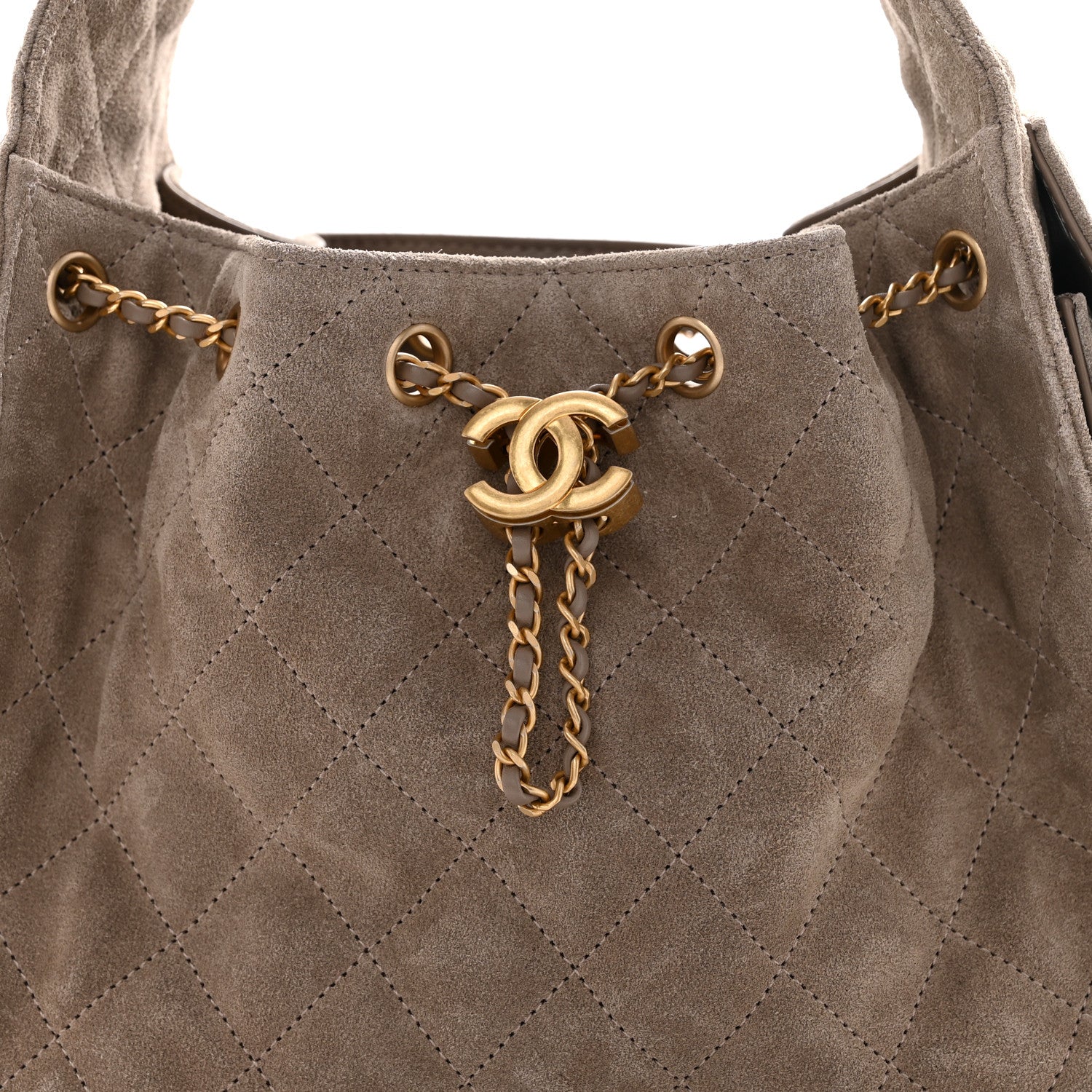 Suede Quilted Small Chanel 25 Handbag Dark Grey