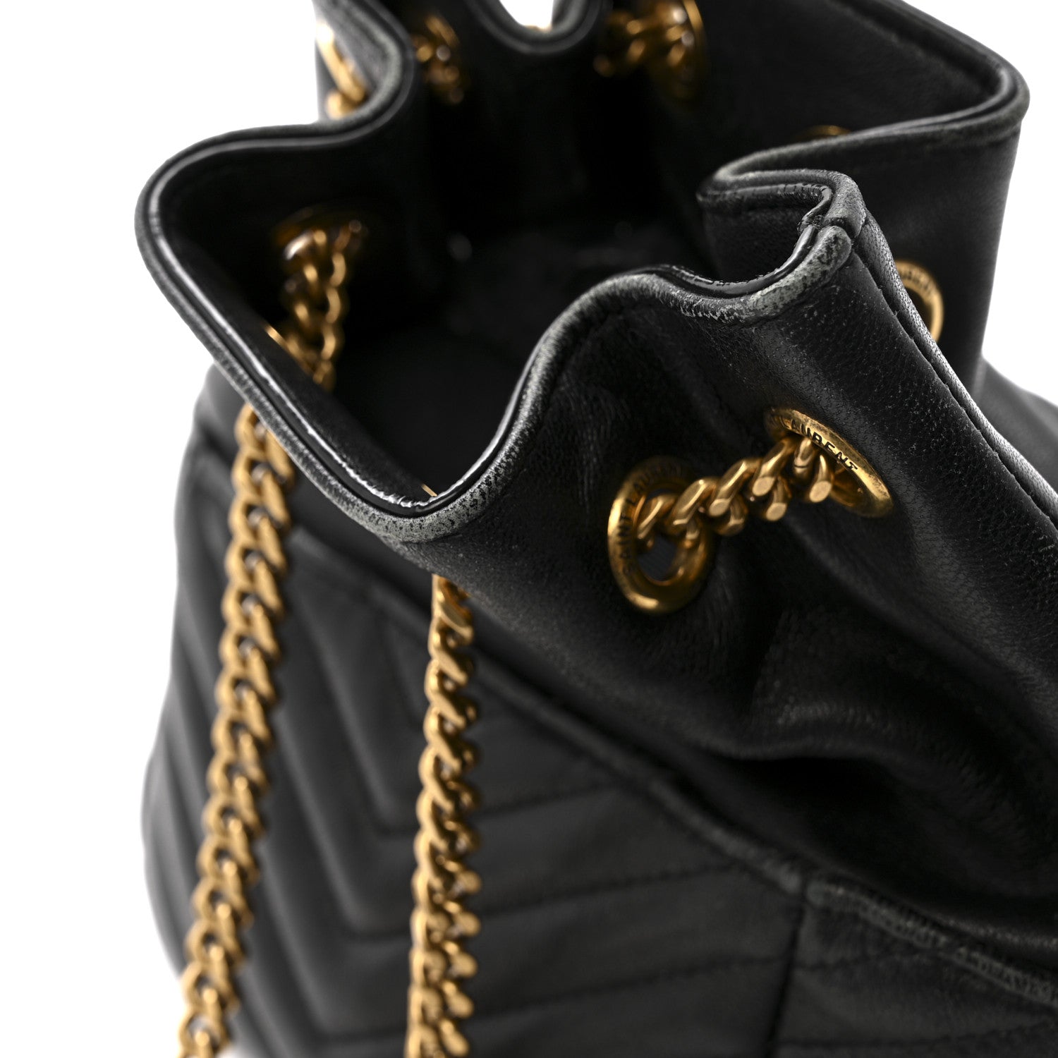 Lambskin Matelasse Monogram Joe Nano Bucket Bag Black