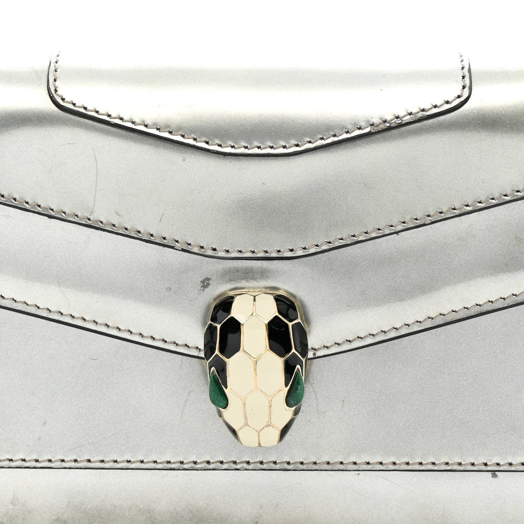 Metallic Calfskin Serpenti Forever Small Shoulder Bag Silver