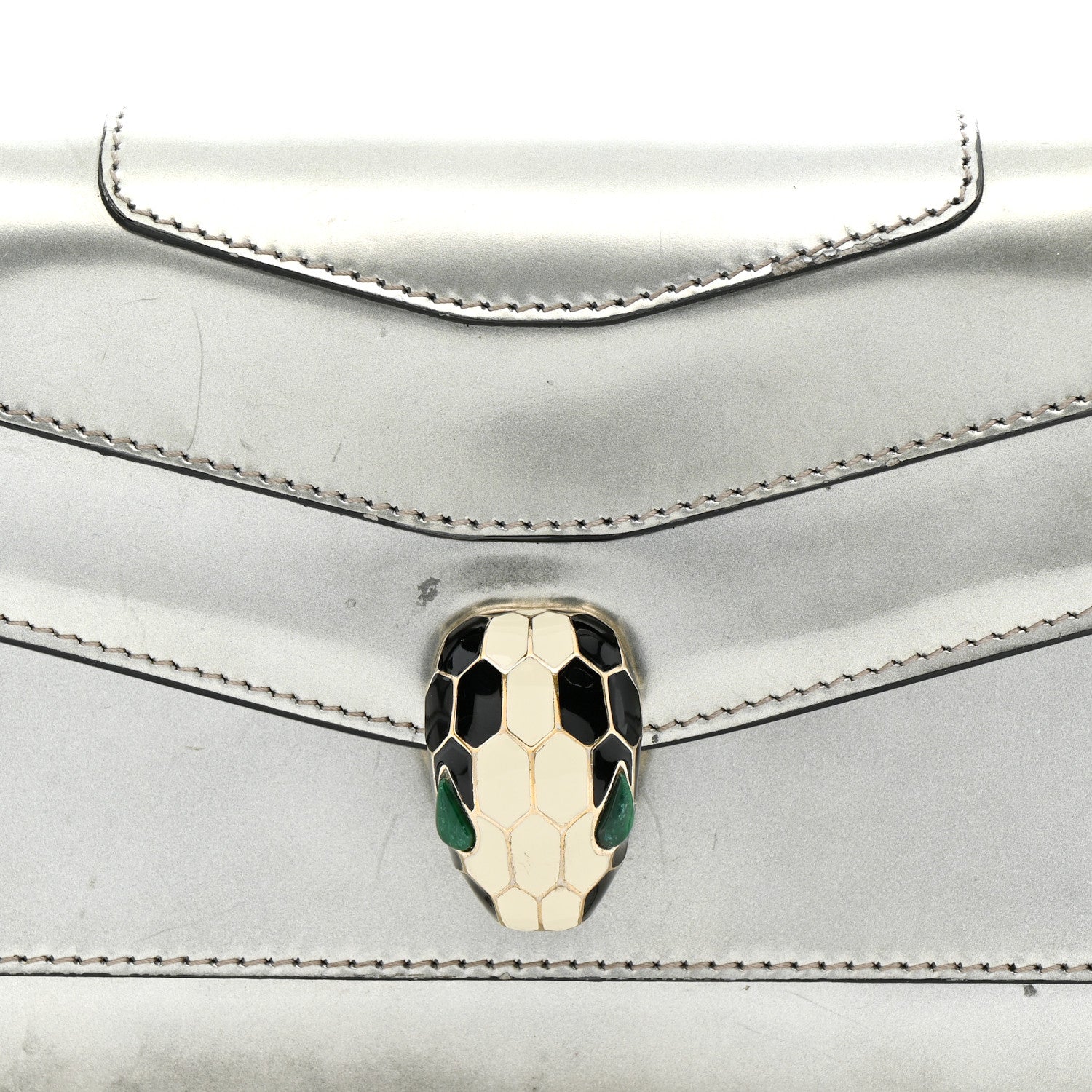 Metallic Calfskin Serpenti Forever Small Shoulder Bag Silver