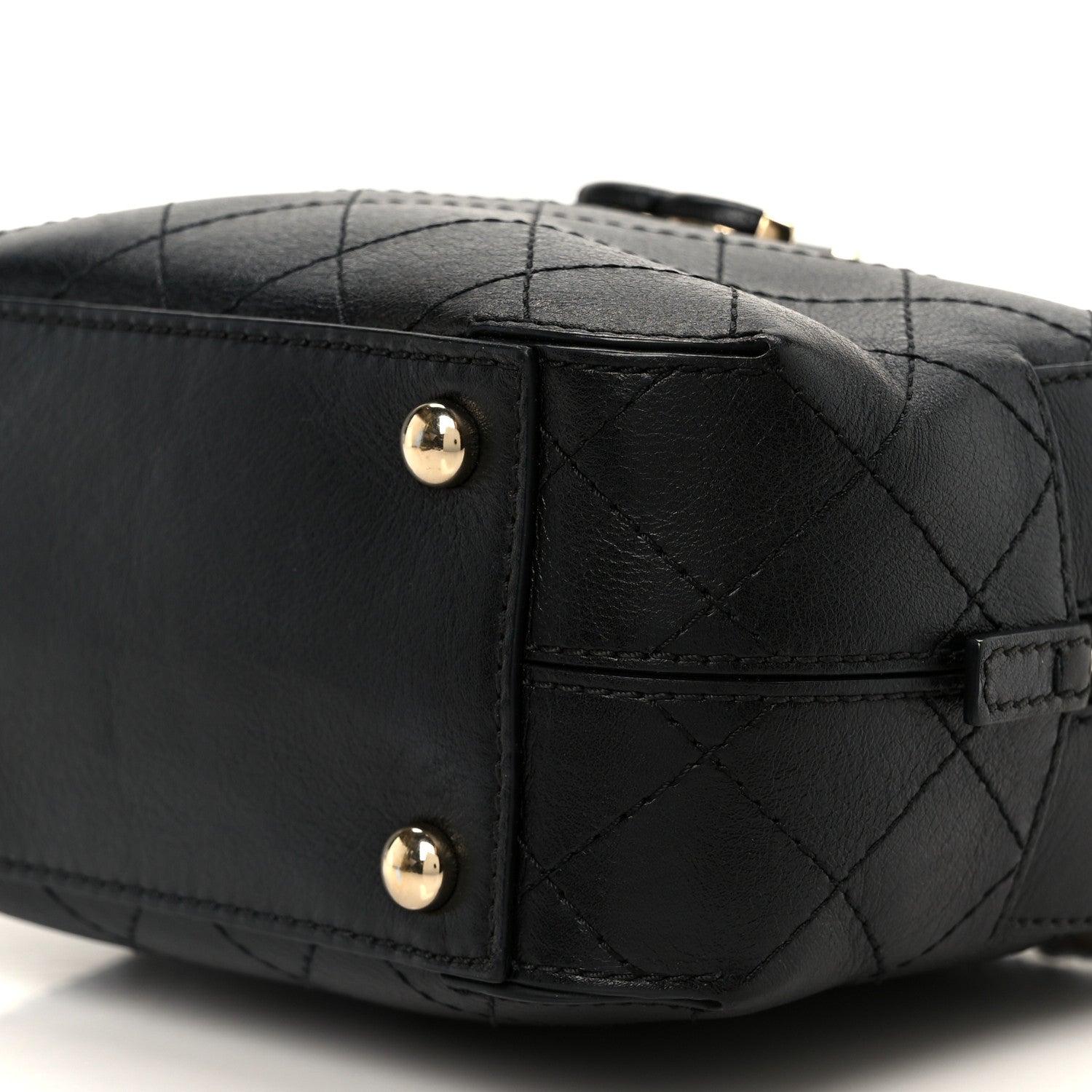 Calfskin Stitched Covered CC Camera Case Bag Black