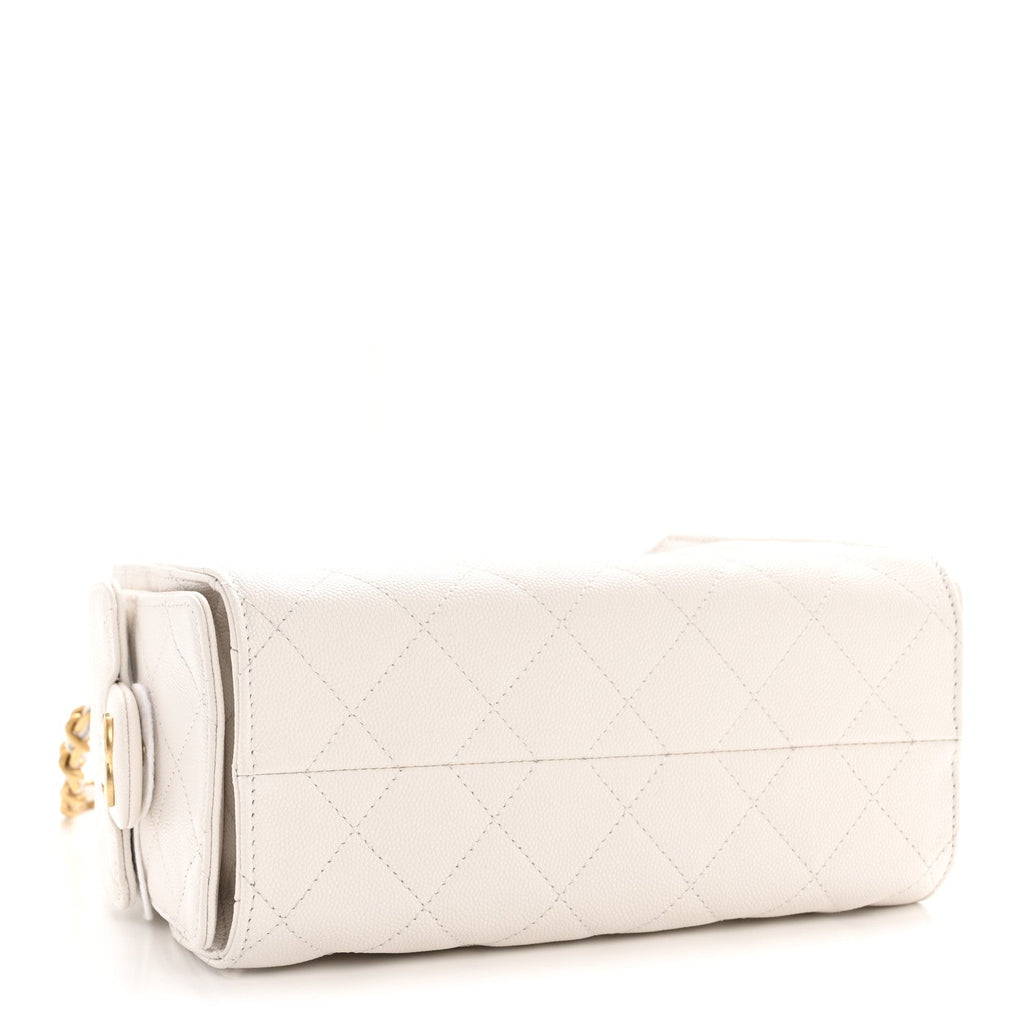 Caviar Quilted Mini Chanel 25 Handbag White