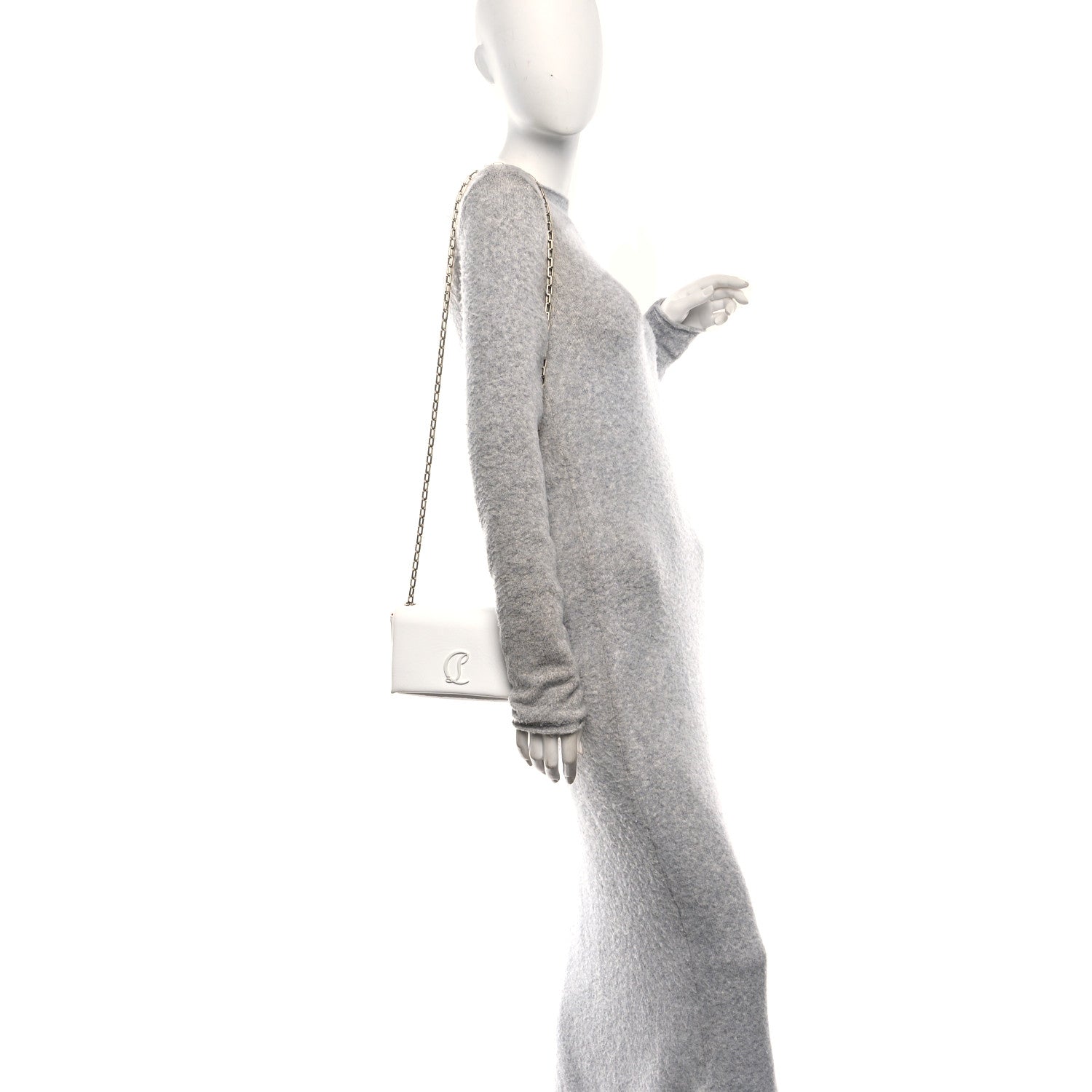 Naplak Patent Calfskin Monochrome Small Loubi54 Shoulder Bag White