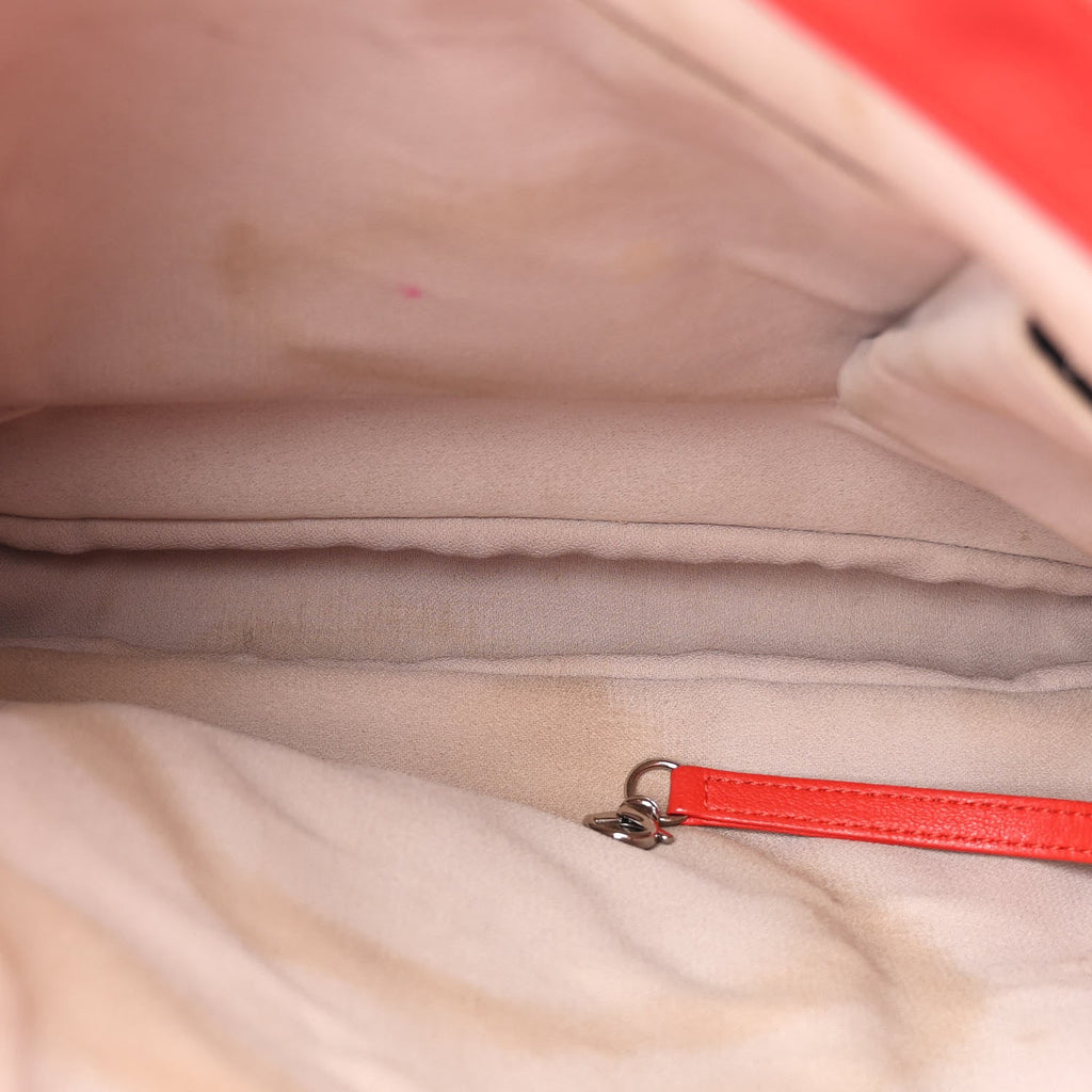 Washed Lambskin Quilted Maxi Chain Around Flap Red