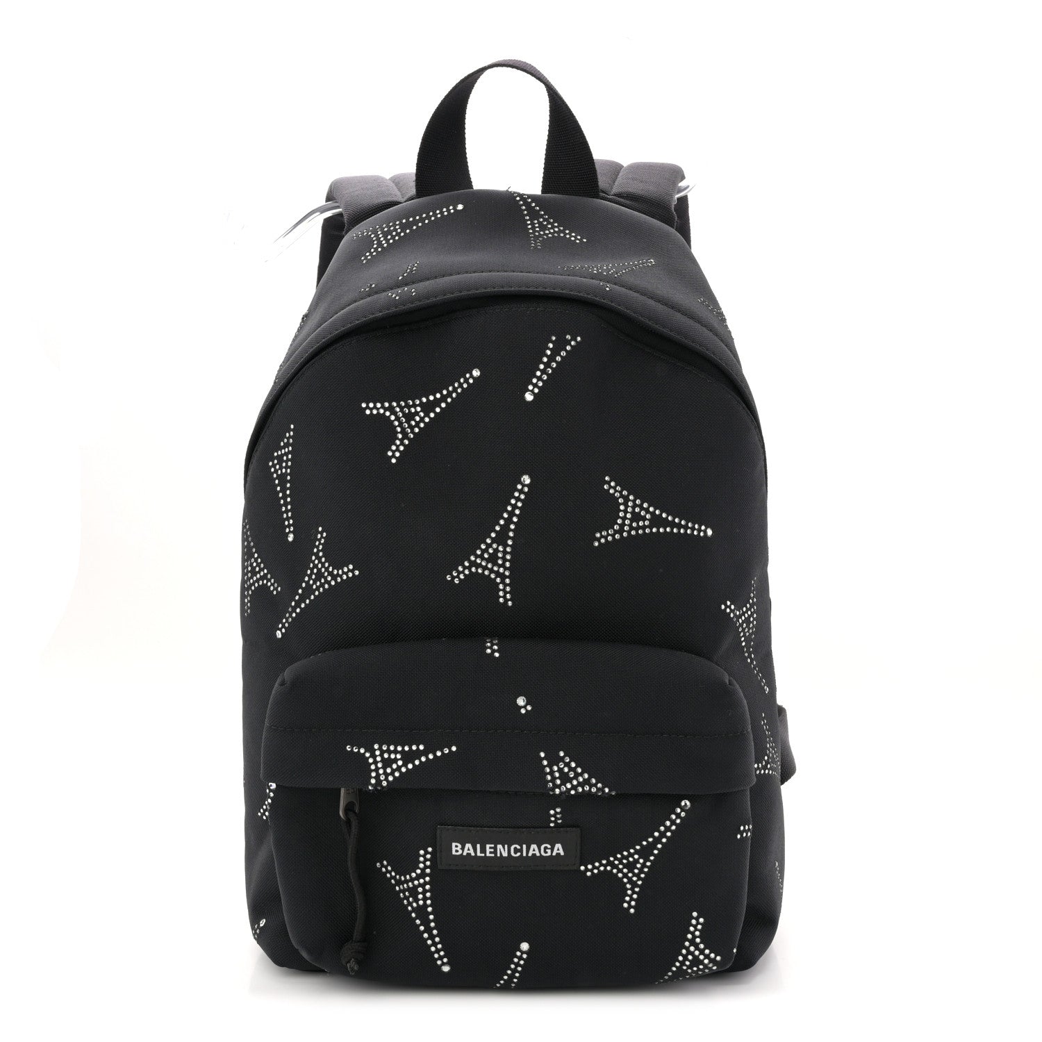 Canvas Crystal Embellished Eiffel Tower Explorer Backpack S Black