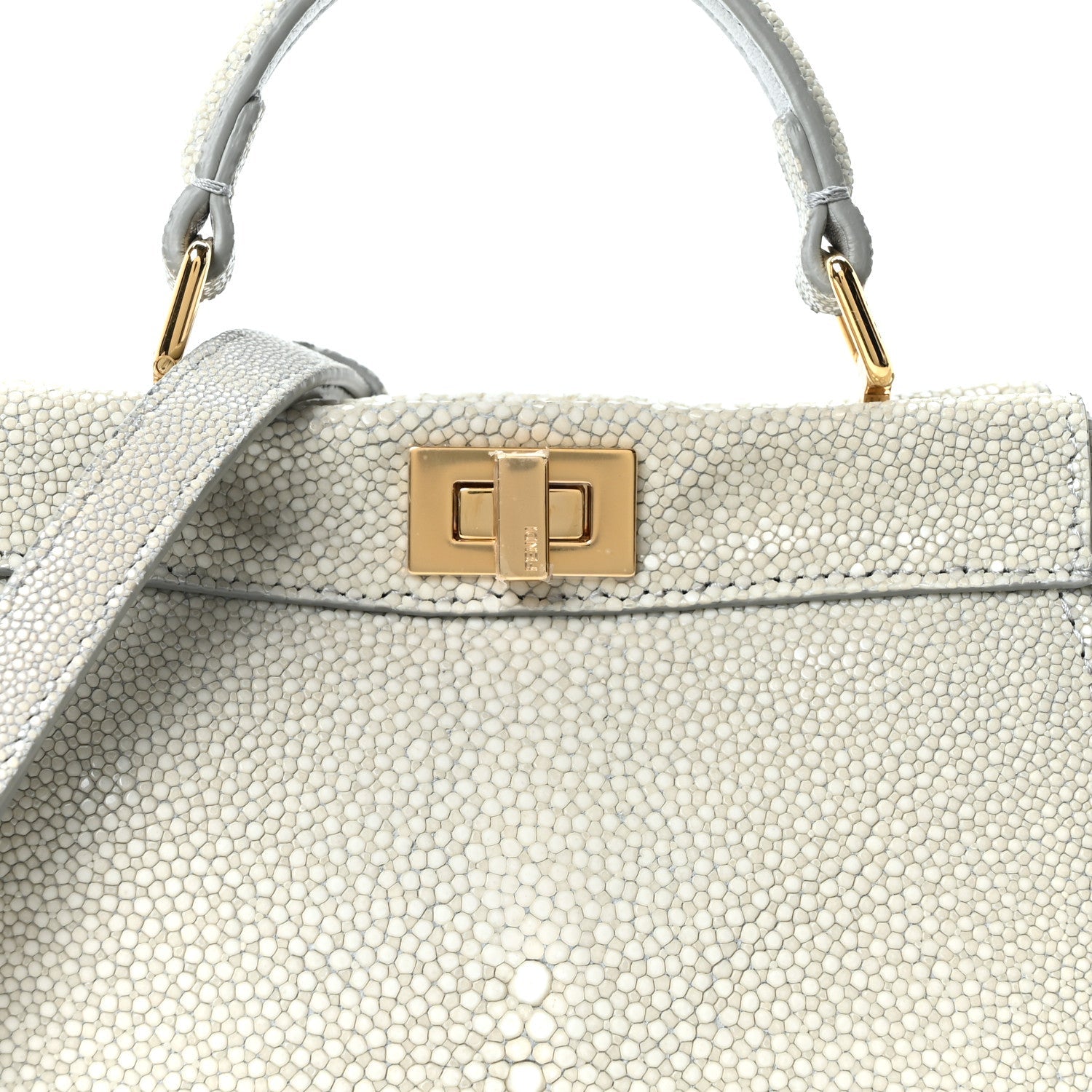 Stingray Shiny Nappa Petite Peekaboo I SEE U Satchel Pearl Grey