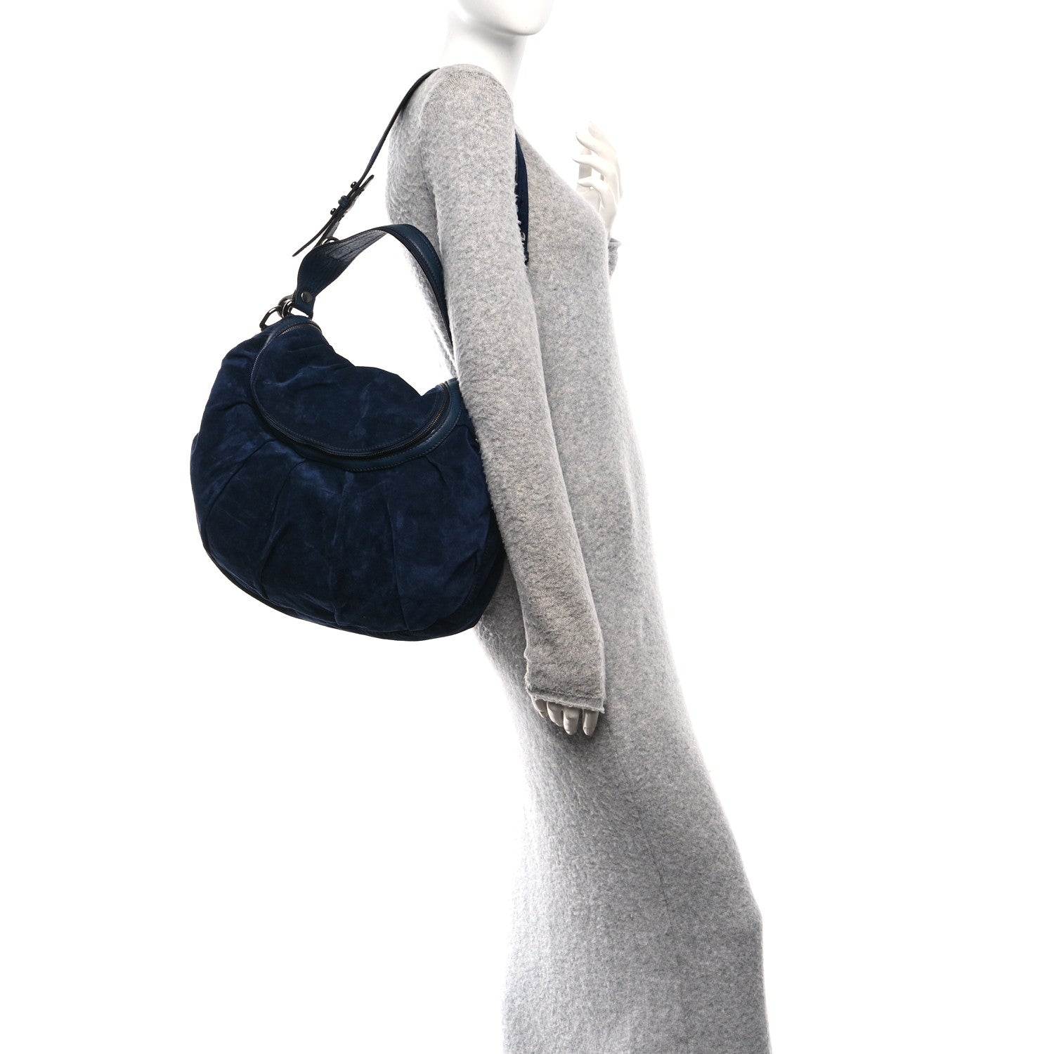 Suede Medium Icon Bit Shoulder Bag Blue