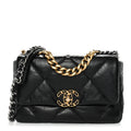 Shiny Goatskin Quilted Medium Chanel 19 Flap Black