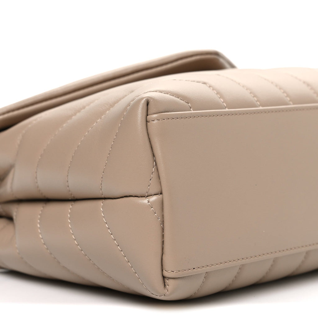 Calfskin Y Quilted Monogram Small Loulou Chain Satchel Dark Beige