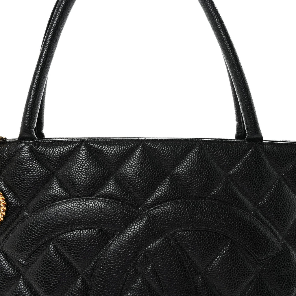 Caviar Quilted Medallion Tote Black